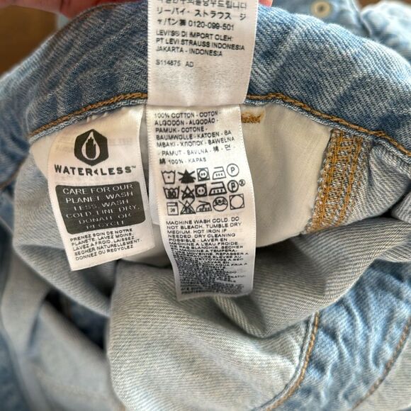 Levi’s Denim Jumpsuit M Short Sleeve Snap Button Front Cropped Utility One-Piece - Picture 10 of 12